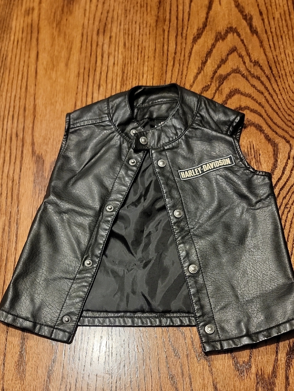 Harley-Davidson Black Kids Faux Leather Vest with Logo Patch